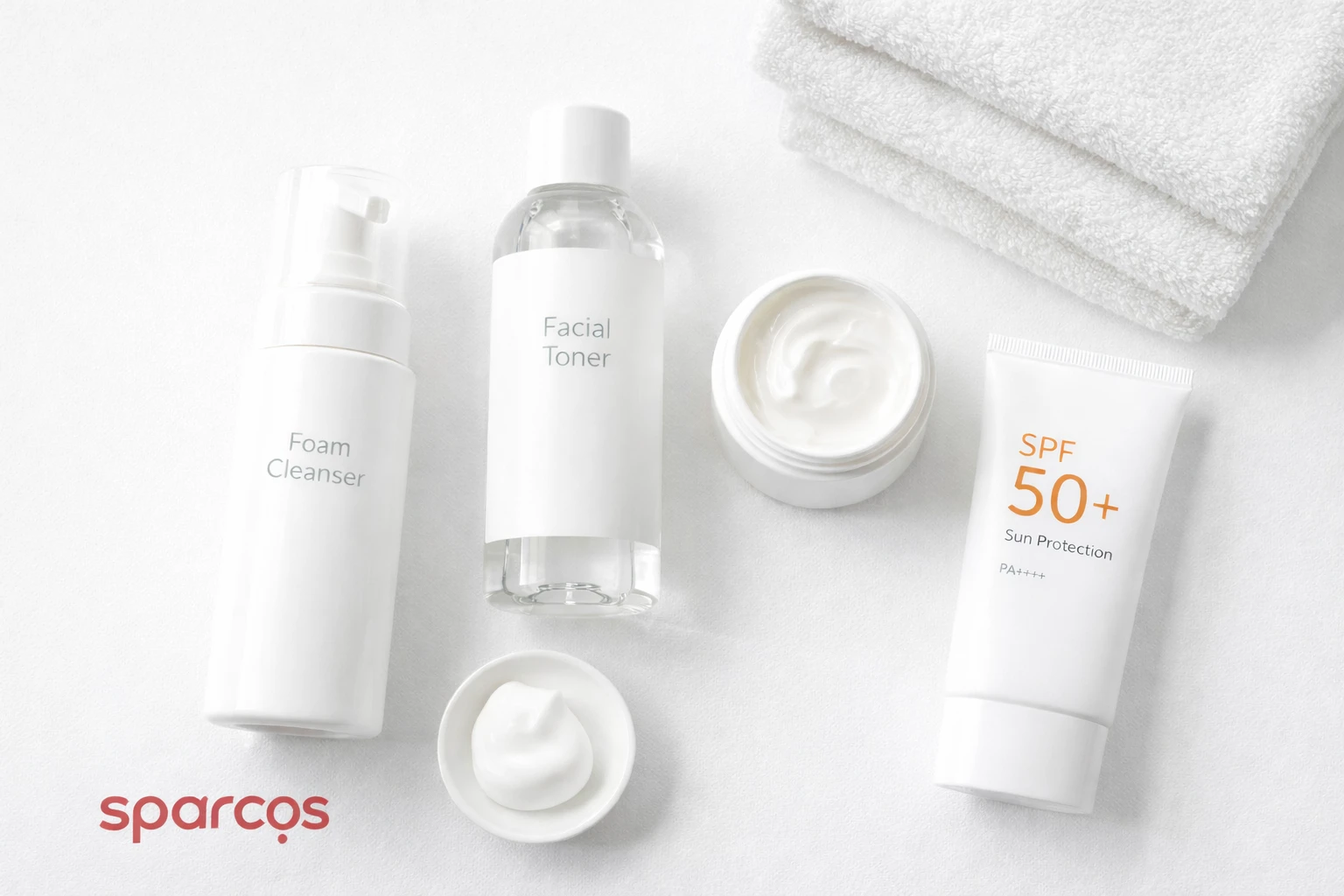 Професійна косметика Sparcos для обличчя — тонер, пінка та SPF 50+