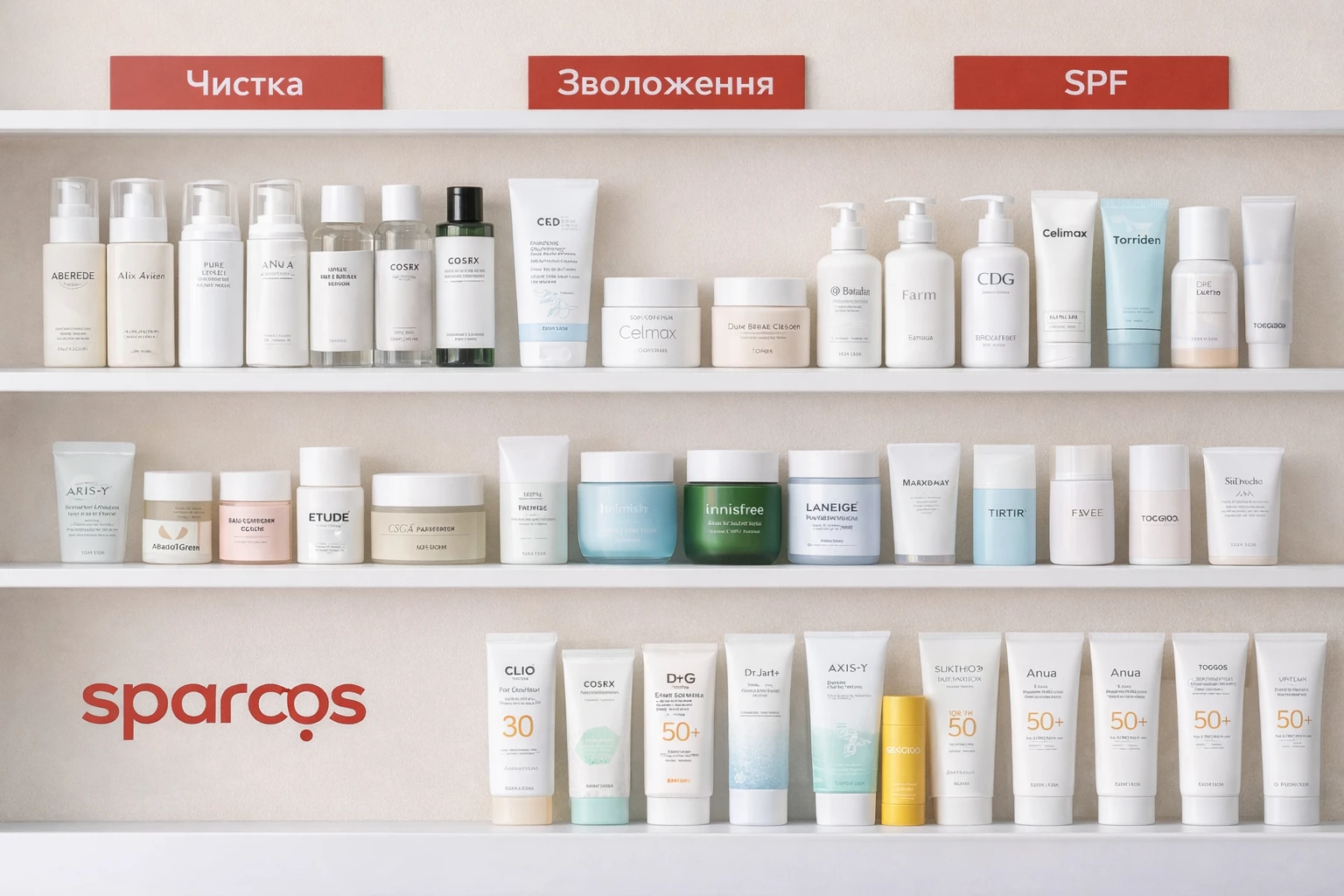 Професійна корейська косметика Sparcos — очищення, зволоження та SPF догляд