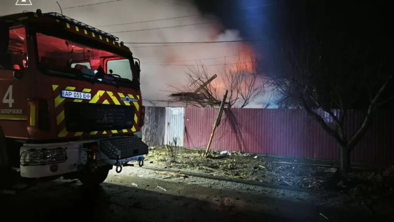 Пожар на месте удара по Запорожскому району / Фото: ГСЧС