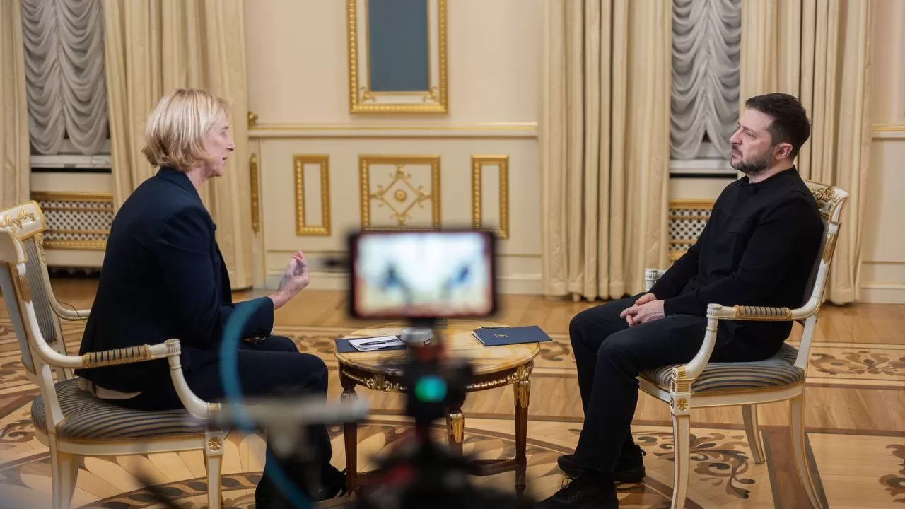 Володимир Зеленський під час інтерв’ю німецькому телеканалу ZDF / Фото: ОПУ