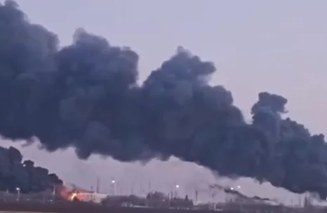 Пожар на нефтебазе в Тихорецке / Скриншот