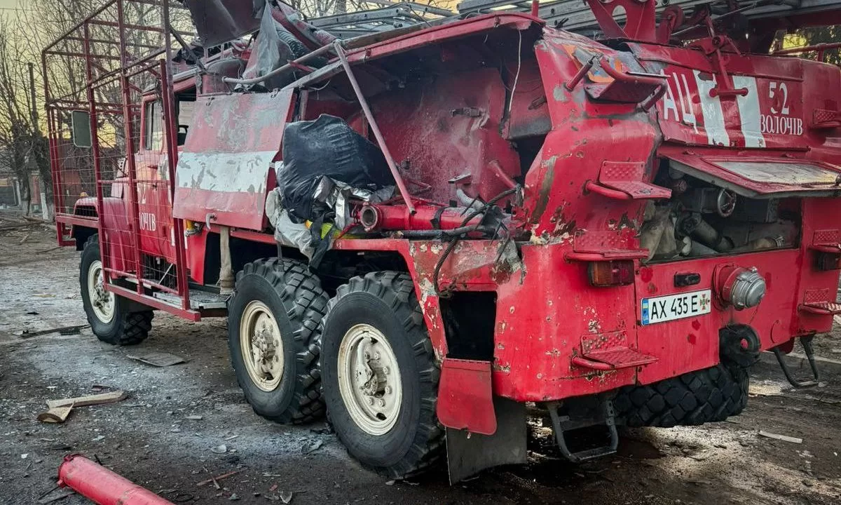 Поврежденное авто спасателей Харьковщины / Фото: ГСЧС