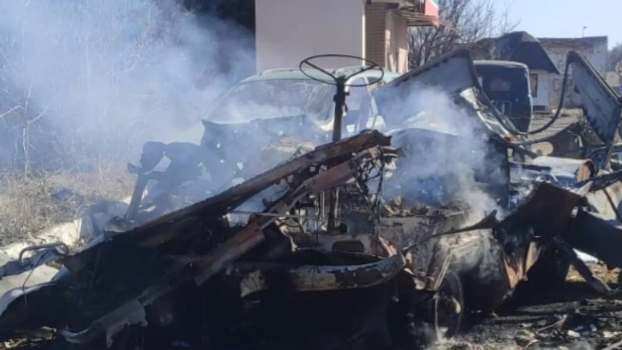 Знищений УАЗ енергетиків / Фото: Харківська обласна прокуратура