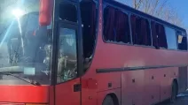 Пошкоджений ударом БпЛА автобус / Фото: Куп'янська РВА