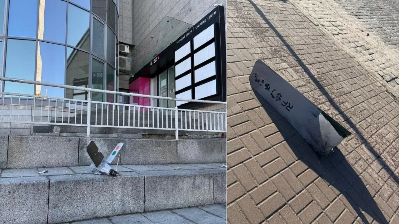 Фрагменти БпЛА "Ланцет" в центрі Києва / Фото: Defense Express