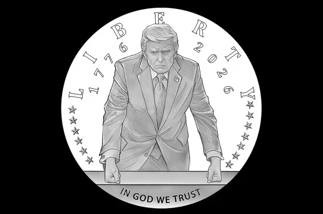 Дизайн золотої ювілейної монети, випущеної до 250-річчя, із зображенням президента США Дональда Трампа / Фото: Монетний двір США
