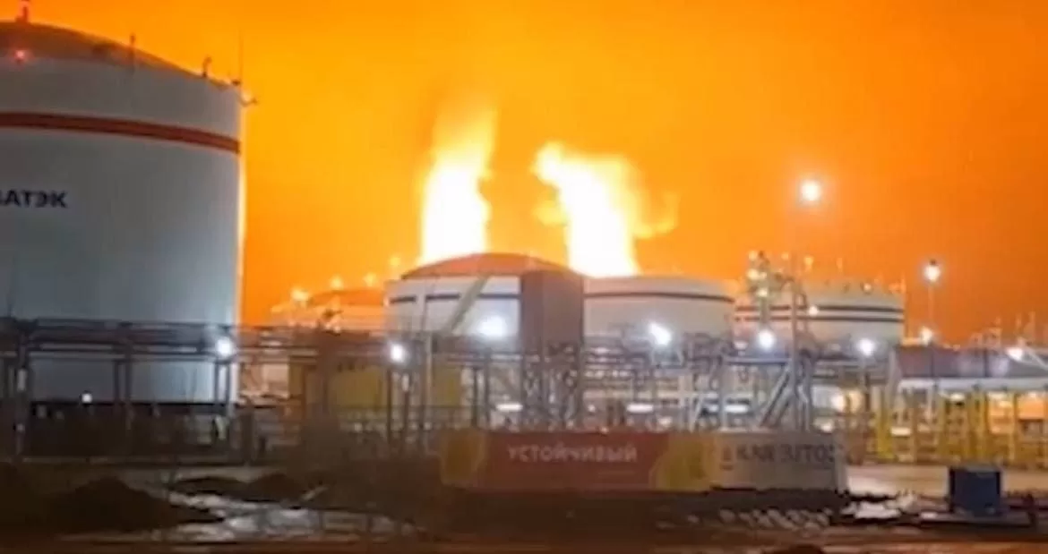 Пожар в порту Усть-Луга Ленинградской области / Фото: Соцсети