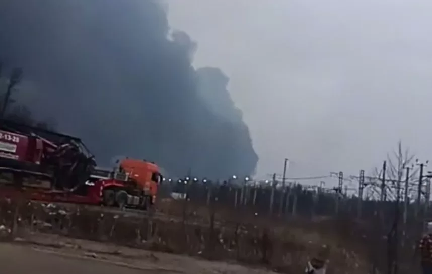 Пожежа у порту Усть-Луга / Скриншот