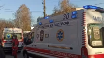 An ambulance at the site of the shelling in Cherkasy / Photo: Cherkasy Regional State Administration
