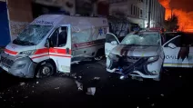 Medical and police transport damaged in Kyiv / Photo: National Police