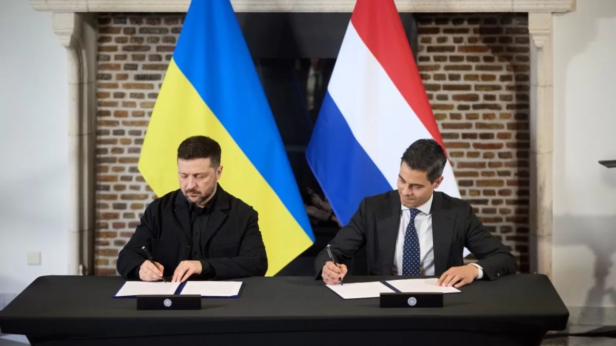 Президент України Володимир Зеленський і Прем’єр-міністр Нідерландів Роб Єттен підписали Спільну заяву про початок роботи над Drone Deal / Фото Офіс президента