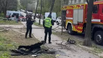 Місце удару БпЛА у Києві 28 квітня / Фото: Поліція Києва