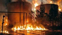 Fire at the Kernel terminal in Chornomorsk / Photo: facebook.com/Kernel.ua