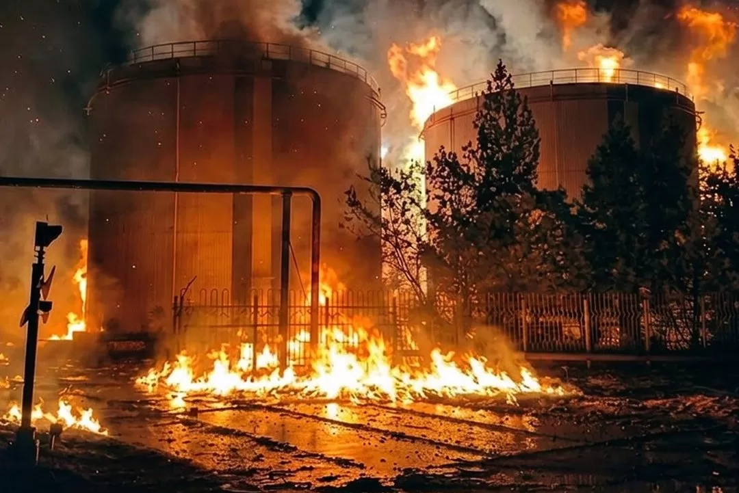 Fire at the Kernel terminal in Chornomorsk / Photo: facebook.com/Kernel.ua