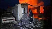 Пожар после российского удара по Вольнянску / Фото: Запорожская ОВА