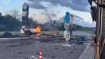 Fire at gas station after Russian UAV attack / Photo: Kharkiv Regional Prosecutor's Office