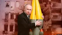 Путін і "Орєшнік" / Колаж: RFE/RL