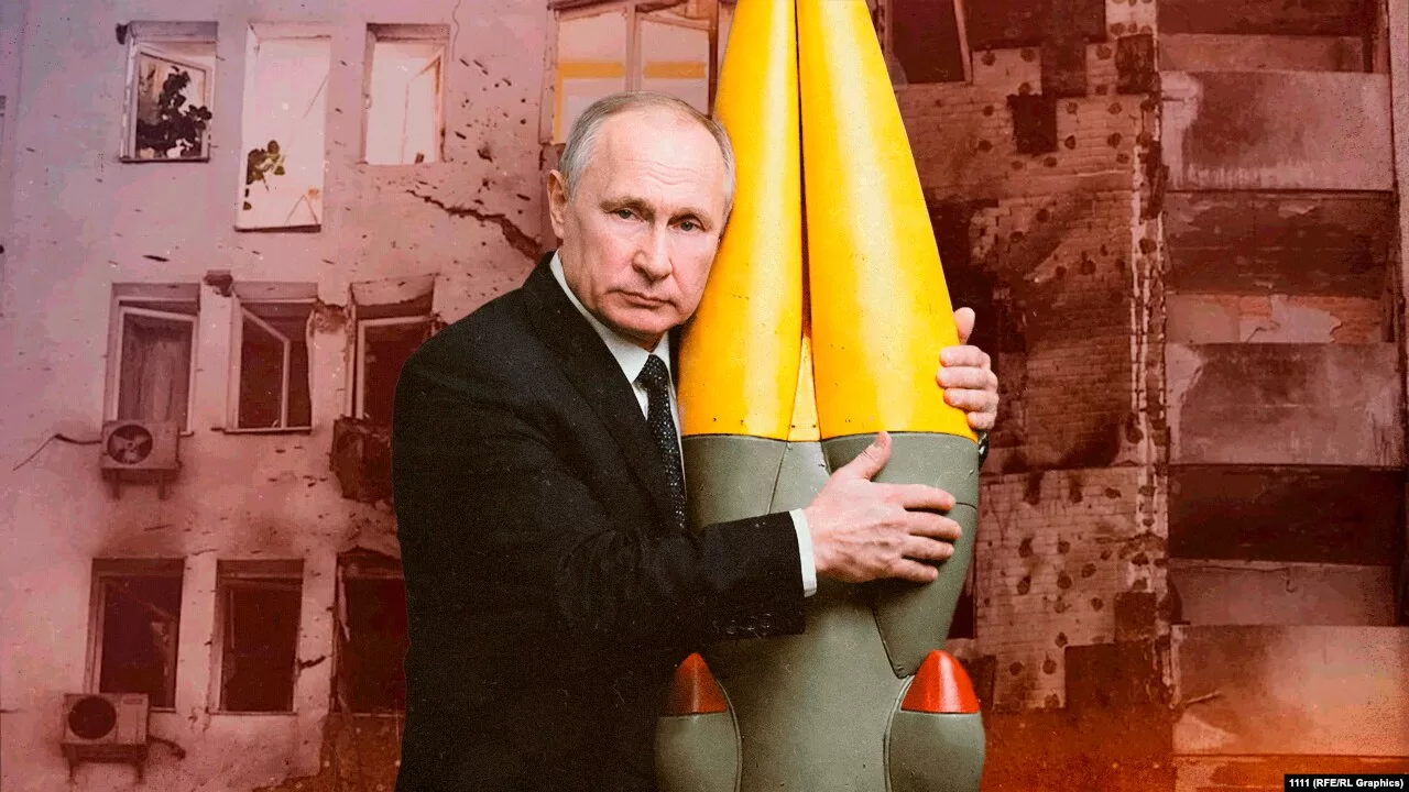Путин и "Орешник" / Коллаж: RFE/RL