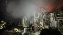 Пожежа на місці атаки на Одесу 1 червня / Фото: Одеська міська військова адміністрація