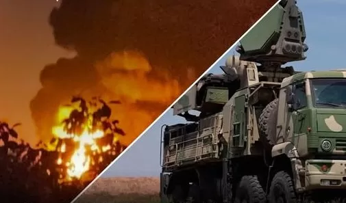 Пожар на Ильском НПЗ и зенитный комплекс «Панцирь-С1» / Фото: Генштаб ВСУ.