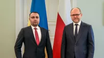 Керівник Офісу президента Зеленського Кирило Буданов і близький соратник президента Кароля Навроцького Марцін Пшидач під час переговорів у Варшаві / Фото: Офіс Президента