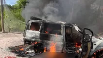 A car destroyed as a result of the UAV attack / Photo: Main Directorate of the National Police in the Kharkiv region.
