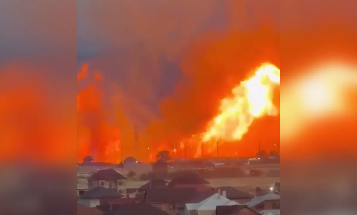 Пожежа на газопроводі в Дагестані / Скриншот