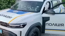 Пошкоджена автівка поліції / Фото: ГУНП в Харківській області