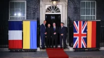 Фрідріх Мерц, Володимир Зеленський, Кір Стармер та Еммануель Макрон на Даунінг-стріт 7 червня / Фото: Bloomberg