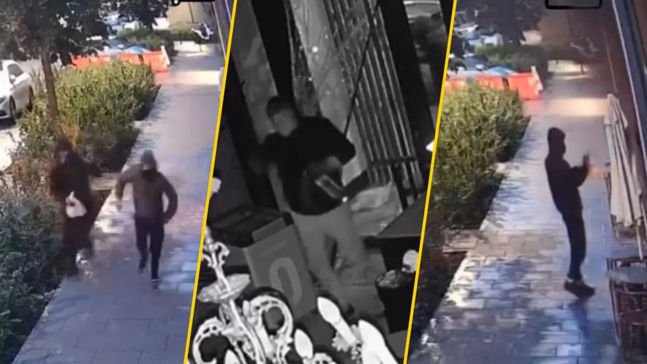 Один із паліїв повернувся до палаючого ресторану і потрапив на камеру / Скриншот