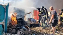  Rescuers at the site of the Russian strike on Pavlohrad / Photo: State Emergency Service of Ukraine