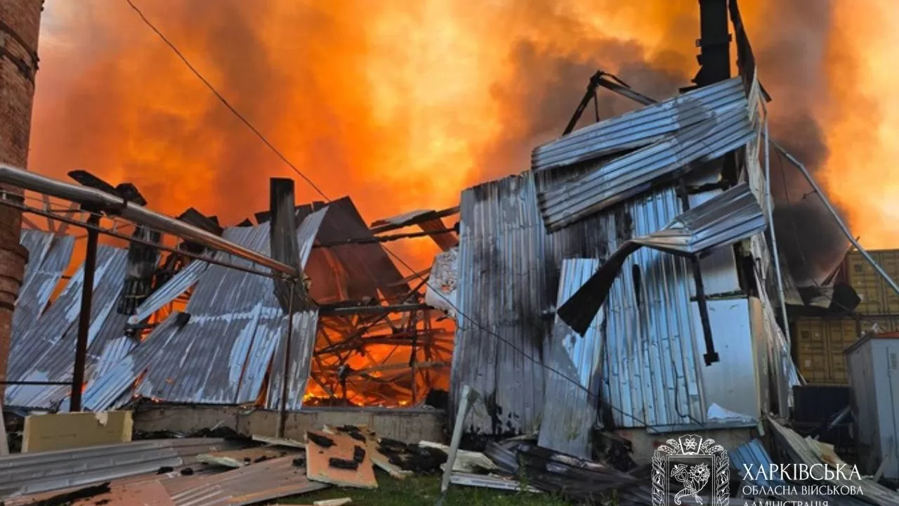 Пжежа на місці удару по Харкову / Фото: Харківська ОВА