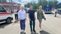 Дмитрий Лубинец (в центре) и Яна Лантратова (справа) / Фото: t.me/dmytro_lubinetzs