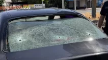 A car damaged by shelling at a gas station in Zaporizhzhia / Photo: State Emergency Service