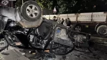 Уничтоженный толпой автомобиль ТЦК во Львове / Фото: Офис генпрокурора