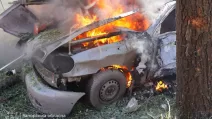 Пожежа на місці авіаудару по Запоріжжю 10 липня / Фото: Запорізька ОВА 