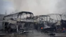 В Одессе в результате атаки 13 июля вспыхнул пожар на территории автопредприятия / Фото: Одесская ГВА