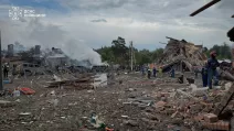 Місце ракетного удару по полігону на Київщині / Фото: ДСНС