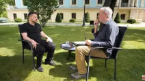 Volodymyr Zelenskyy and Sky News correspondent Stuart Ramsay / Screenshot