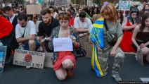 Протестна хода проти відставки Михайла Федорова, «за діалог і реформи в оборонці», Київ, 31 липня 2026 року / Фото: RFE\RL