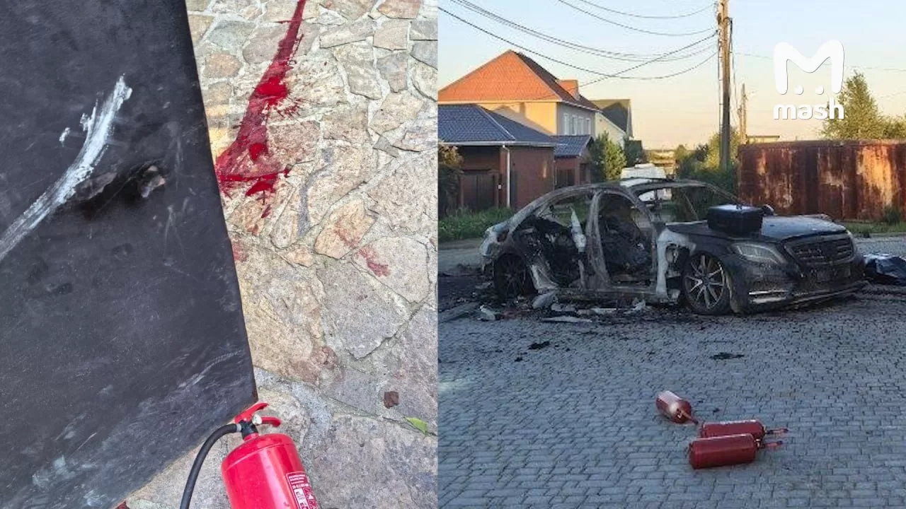 Місце вибуху автівки розробника російського дрона "Упир" Володимира Ткачука / Фото: t.me/mash