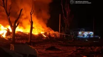 Fire at the site of the attack on Zaporizhzhia on August 11 / Photo: Zaporizhzhia Regional Military Administration