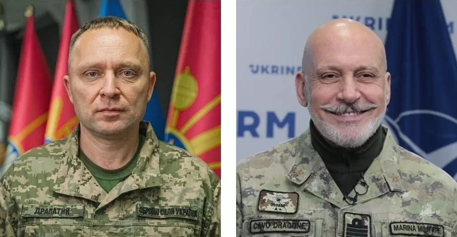 Головнокомандувач ЗСУ Михайло Драпатий та голова комітету НАТО адмірал Джузеппе Каво Драгоне / Колаж: facebook.com/CinCAFofUkraine