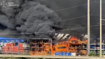 Пожар в «Эпицентре» в Одессе / Скриншот