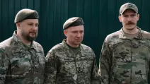 Generals Andrii Biletsky, Mykhailo Drapatyi and Denys Prokopenko (left to right) at the reburial of Colonel Yevhen Konovalets. August 19, 2026 / Photo: 1st Azov Corps of the National Guard of Ukraine