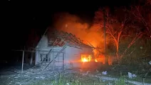 Пожар после атаки РФ в Запорожье / Фото: Запорожская ОВА