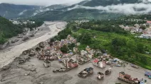Drone view of mud-covered homes after flooding in Nepal, August 27 / Photo: Reuters