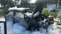 Автомобиль, уничтоженный в результате удара РФ в Киевской области / Фото: ГУНП в Киевской области