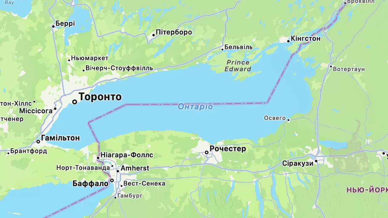 Для украинских пользователей в Apple Maps сохранилось название Онтарио / Фото: скриншот Apple Maps
