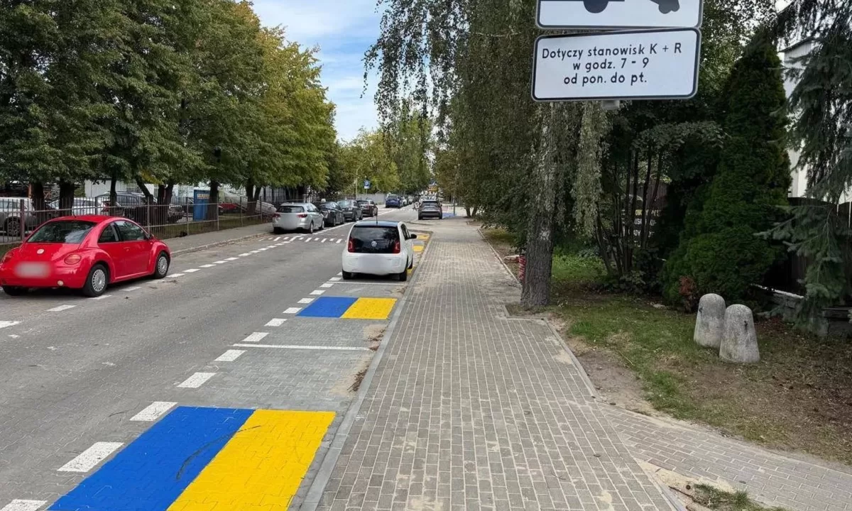 Синьо-жовті місця біля школи в Польщі викликали скандал / Фото: Телеграм УНІАН